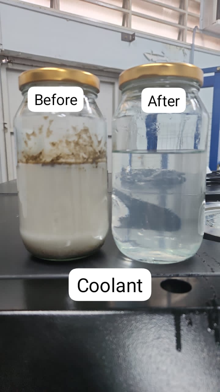 Waste coolant Before and after process